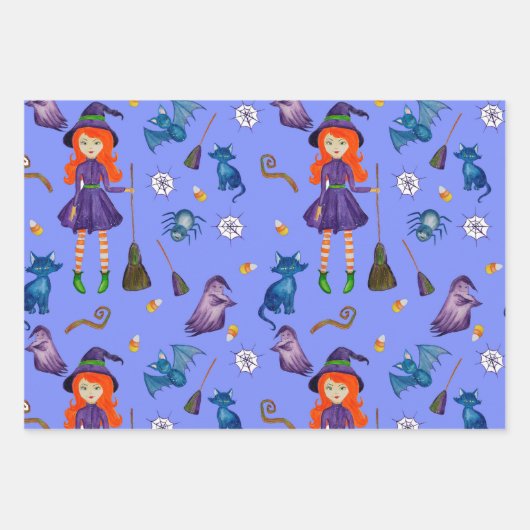 Hexenkürbis Schwarze Katze Design Perfektes Hallow Geschenkpapier Set (Vorderseite 2)