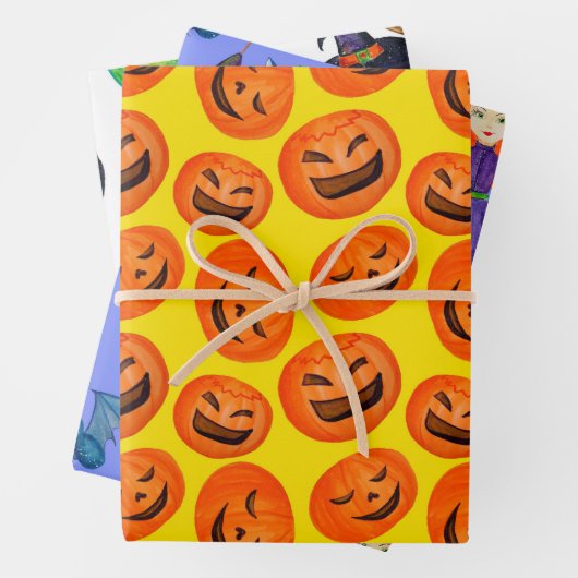 Hexenkürbis Schwarze Katze Design Perfektes Hallow Geschenkpapier Set (Beispiel)