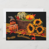 Hexenkürbis und Sonnenblumen Einladung (Vorderseite)