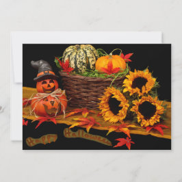 Hexenkürbis und Sonnenblumen Einladung