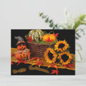 Hexenkürbis und Sonnenblumen Einladung (Stehend Vorderseite)