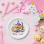 Hexenkürbis Wasserfarbe Halloween-Party Pappteller (Party)