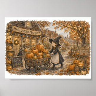 Hexenkürbislieferung für Herbstmarktliebhaber Poster