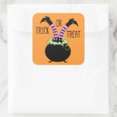 Hexenleder in Black Pot I Trick oder Treat Quadratischer Aufkleber (Tasche)