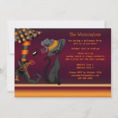 Hexenleder, Katze und Spider-Halloween-Party Einladung (Rückseite)