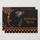 Hexenleder und Niedliches Katzenfleisch-Halloween- Einladung (Vorne/Hinten)