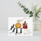 Hexenlehre Black Cat Jack O' Lantern Postkarte (Stehend Vorderseite)