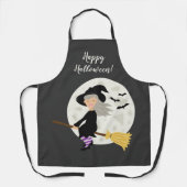 Hexenmädchen fliegen und glücklicher Halloween-Tex Schürze (Vorderseite)