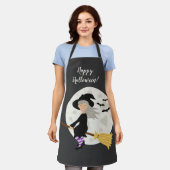 Hexenmädchen fliegen und glücklicher Halloween-Tex Schürze (Getragen)