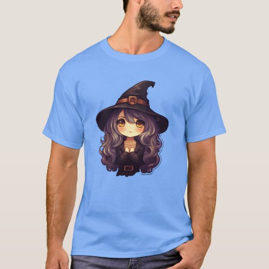 Hexenmädchen Halloween Comic T-Shirt (Vorderseite)