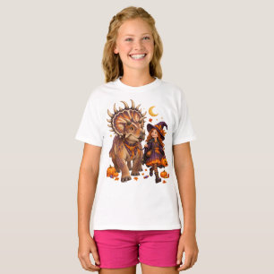 Hexenmädchen & Kosmoceratops Halloween Süßigkeiten T-Shirt