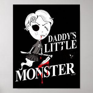 Hexenmädchen Schwarze wütende Katze Daddy Monster Poster