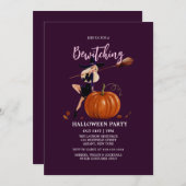 Hexenmagie Gouache Halloween-Kostüm-Party Einladung (Vorne/Hinten)