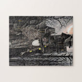 Hexenmeister Hexe Spuk Hausfantasy, Dunkle Kunst Puzzle (Horizontal)