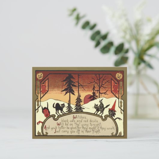 Hexenmeister Jack O' Lantern Pumpkin Vollmond Postkarte (Stehend Vorderseite)