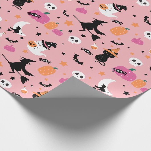Hexenmeister Spiders Ghost Pumpkin Halloween Muste Geschenkpapier (Ecke)
