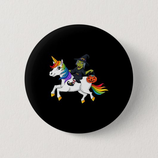 Hexenmeister Unicorn Spaß Halloween Mädchen Kinder Button (Vorderseite)