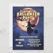 Hexenmeister-Vollmond-Halloween-Party Einladung (Vorderseite)
