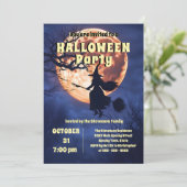 Hexenmeister-Vollmond-Halloween-Party Einladung (Stehend Vorderseite)