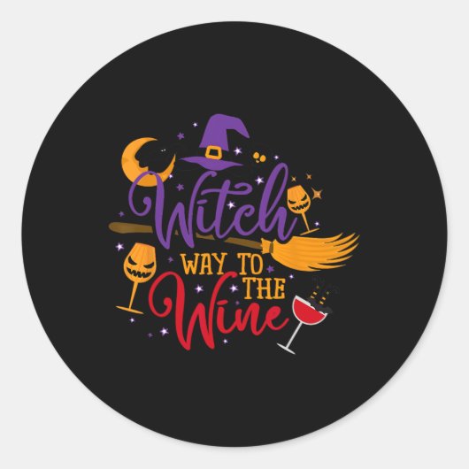 Hexenmeister zum WeinHalloween-Trinken für Wicca Runder Aufkleber (Vorderseite)
