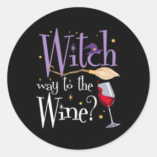 Hexenmeister zum WeinHalloween-Trinken für Wicca Runder Aufkleber