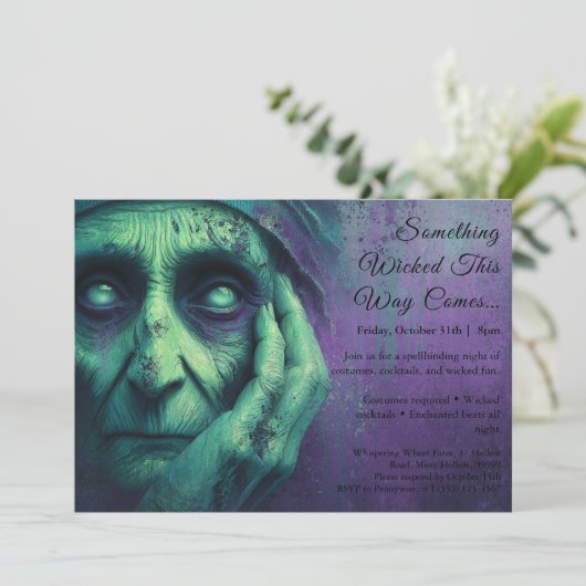 Hexenmeisterliche Party Einladung der Kostüme (Stehend Vorderseite)