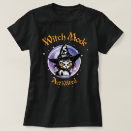 Hexenmodus aktiviert Vintagen Halloween-Cat-T - Sh T-Shirt