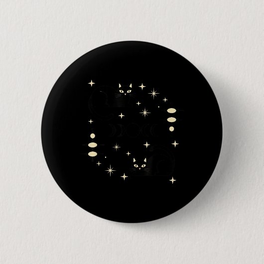 Hexenmondphasen-Katze Himmels Schwarze Katze Kunst Button (Vorderseite)