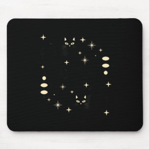 Hexenmondphasen-Katze Himmels Schwarze Katze Kunst Mousepad