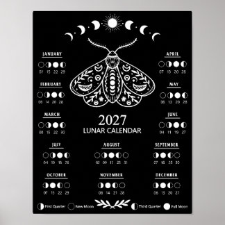 Hexenmoth Zauber Mondkalender 2027 Kalender Poster