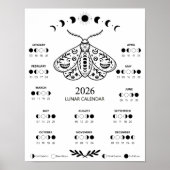 Hexenmoth Zauber Mondkalender  Poster (Vorne)