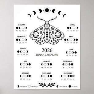 Hexenmoth-Zauber Mondkalender  Poster