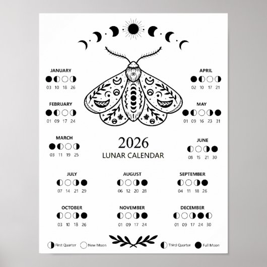 Hexenmoth-Zellular-Mondkalender  Poster (Vorne)