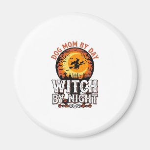 Hexenmutter Hund bei Nacht Vintage Halloween-Shirt Magnet