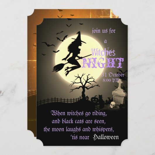 Hexennacht, Halloween Einladung (Vorne/Hinten)