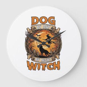 Hexennacht Halloween Wolf Mond Fledermäuse_1 Große Wanduhr