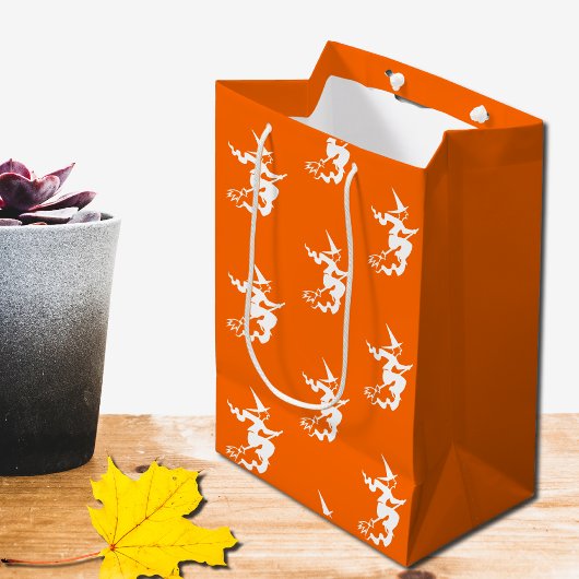 Hexenorange-Silhouette Mittlere Geschenktüte