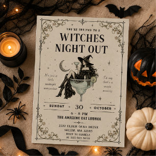 Hexenparty im Vintage-Stil Halloween-Party Einladung