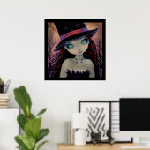 Hexenplakat mit leuchtenden Augen Fantasy-Kunst Poster (Heimbüro)