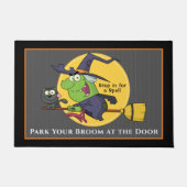 Hexenriding Broomstick, graue Katze Halloween Fußmatte (Vorderseite)