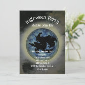 Hexenriding Broomstick Halloween Einladung (Stehend Vorderseite)