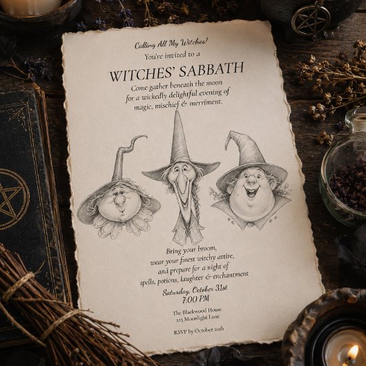 Hexensabbat Halloween Einladung