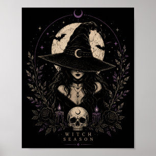 Hexensaison Gothic Halloween Mond Magie Ästhetik Poster