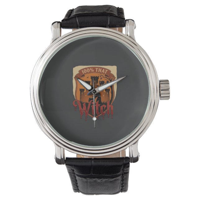 Hexenschloss Kessel Eule Fledermäuse_1 Armbanduhr (Vorderseite)