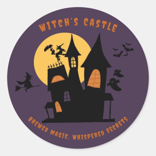 Hexenschloss wartet - Halloween-Sticker Runder Aufkleber (Vorderseite)