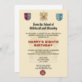 Hexenschule und Zauberer Geburtstagspartei Einladung (Vorne/Hinten)