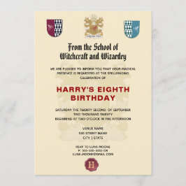 Hexenschule und Zauberer Geburtstagspartei Einladung