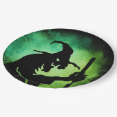 Hexenschwarz Halloween Pappteller (Schrägansicht)