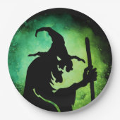 Hexenschwarz Halloween Pappteller (Vorderseite)