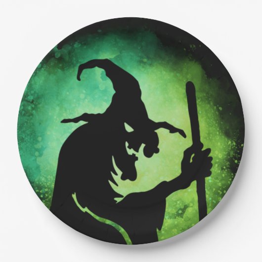 Hexenschwarz Halloween Pappteller (Vorderseite)